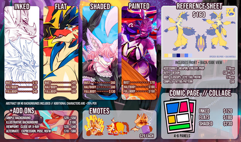 commission Price sheet